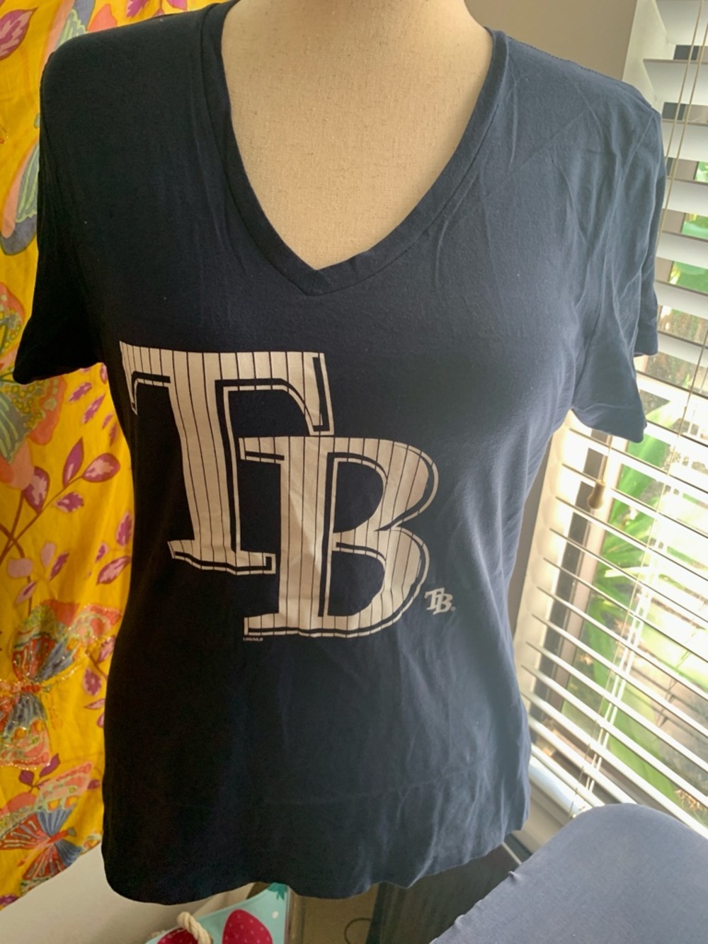 MLB Rays, Baseball Team Fan, Blue Fitted T-Shirt, Official